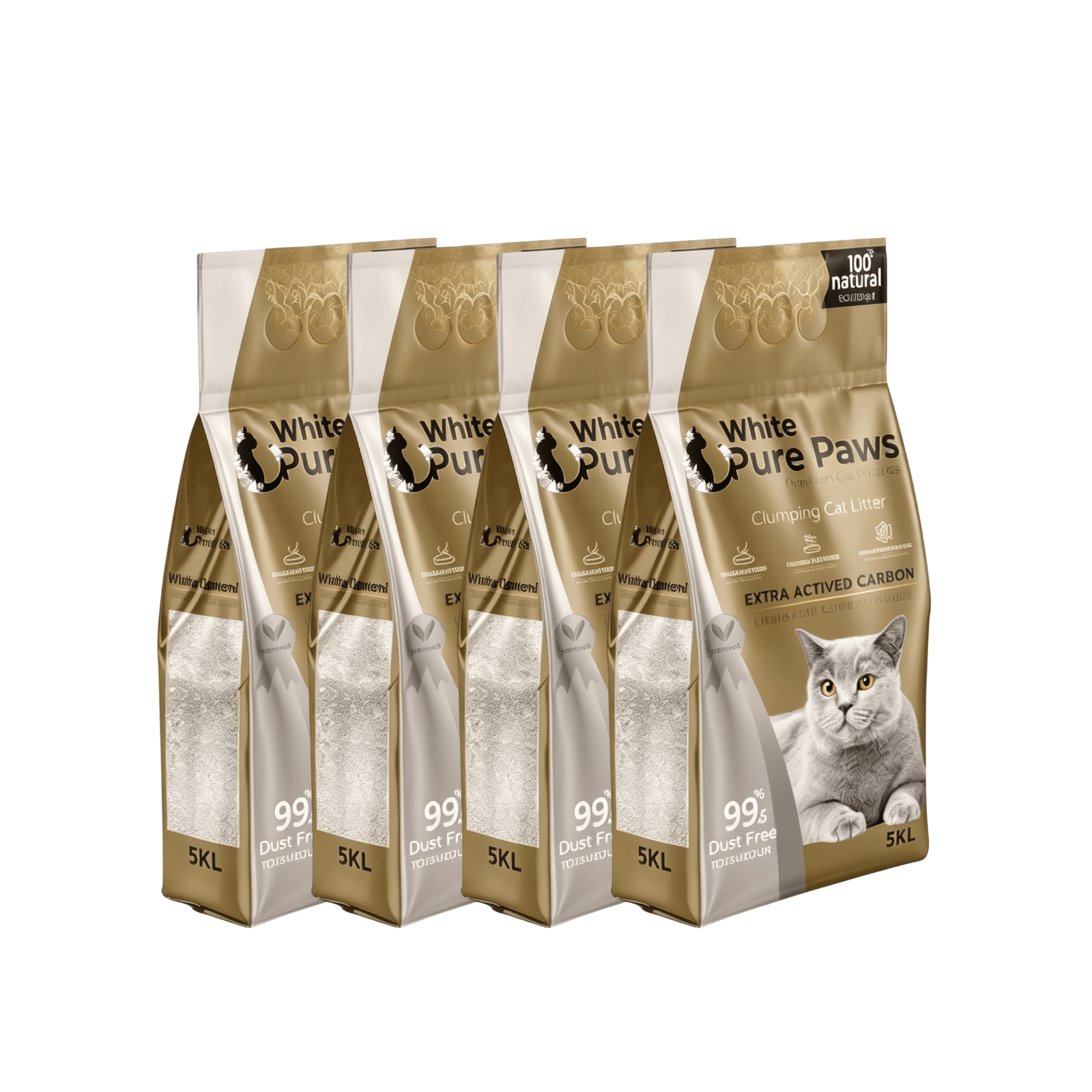 White Pure Paws Premium Bentonit Katzenstreu – 99,5 % staubfrei & stark klumpend