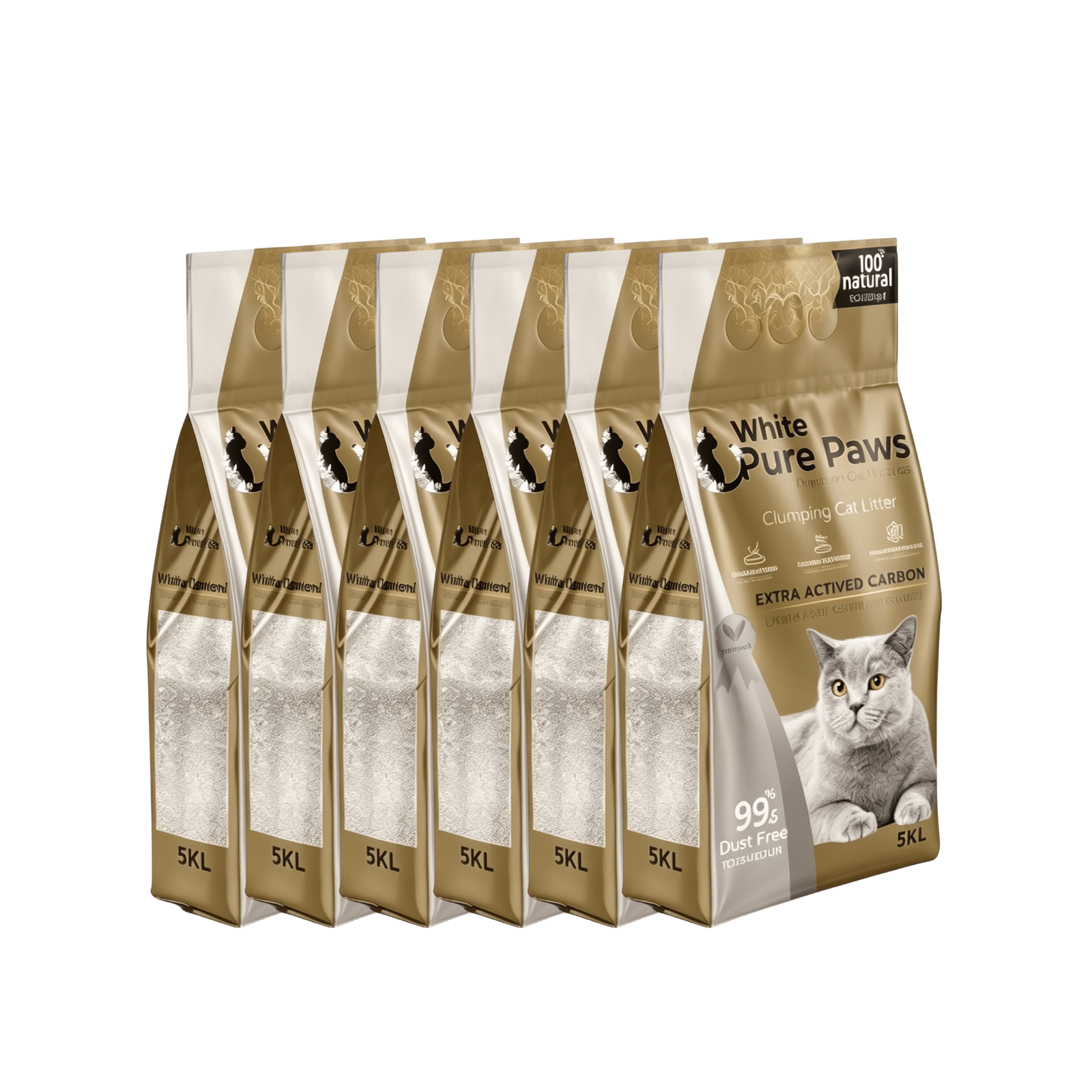 White Pure Paws Premium Bentonit Katzenstreu – 99,5 % staubfrei & stark klumpend
