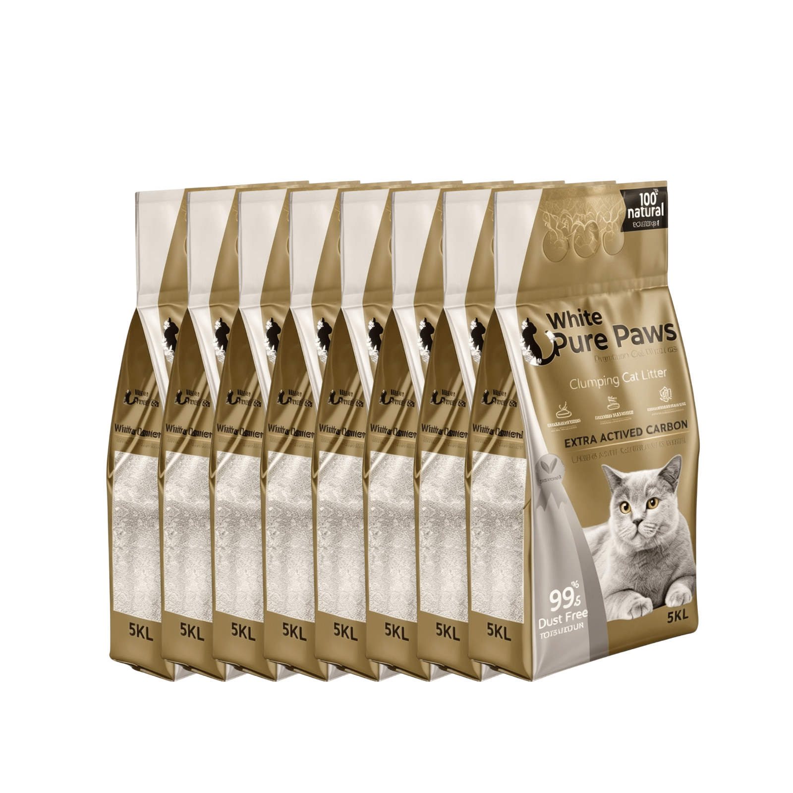 White Pure Paws Premium Bentonit Katzenstreu – 99,5 % staubfrei & stark klumpend