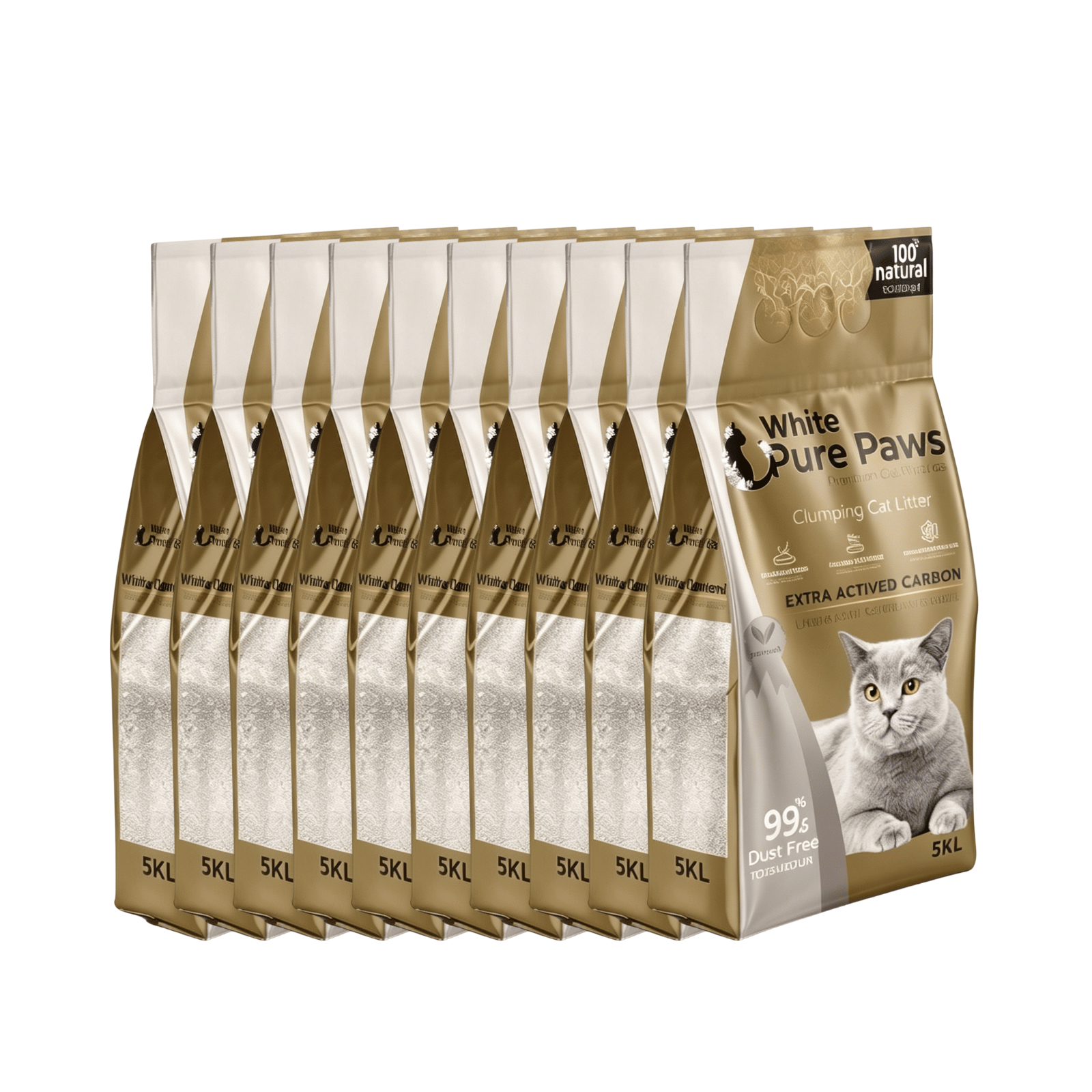 White Pure Paws Premium Bentonit Katzenstreu – 99,5 % staubfrei & stark klumpend