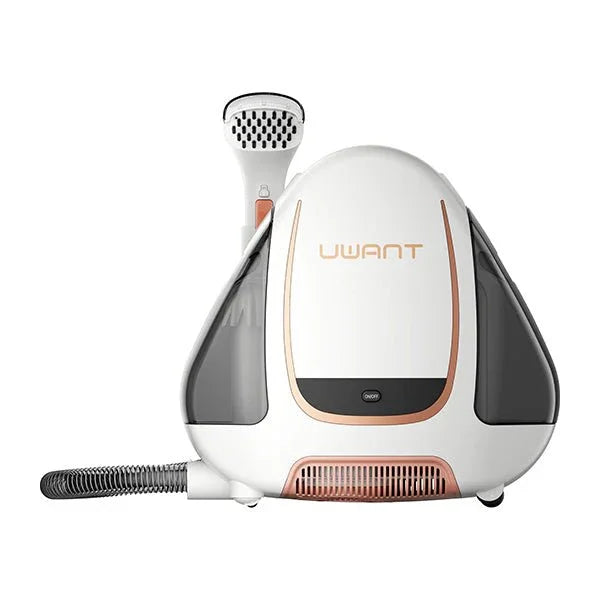 Uwant B100 portable carpet and spot cleaner with hose and handle, white and rose gold design