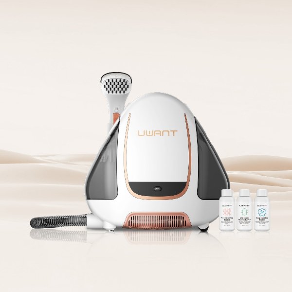 UWANT B100 spot cleaner carpet cleaner with hose, handheld brush, and three cleaning solution bottles