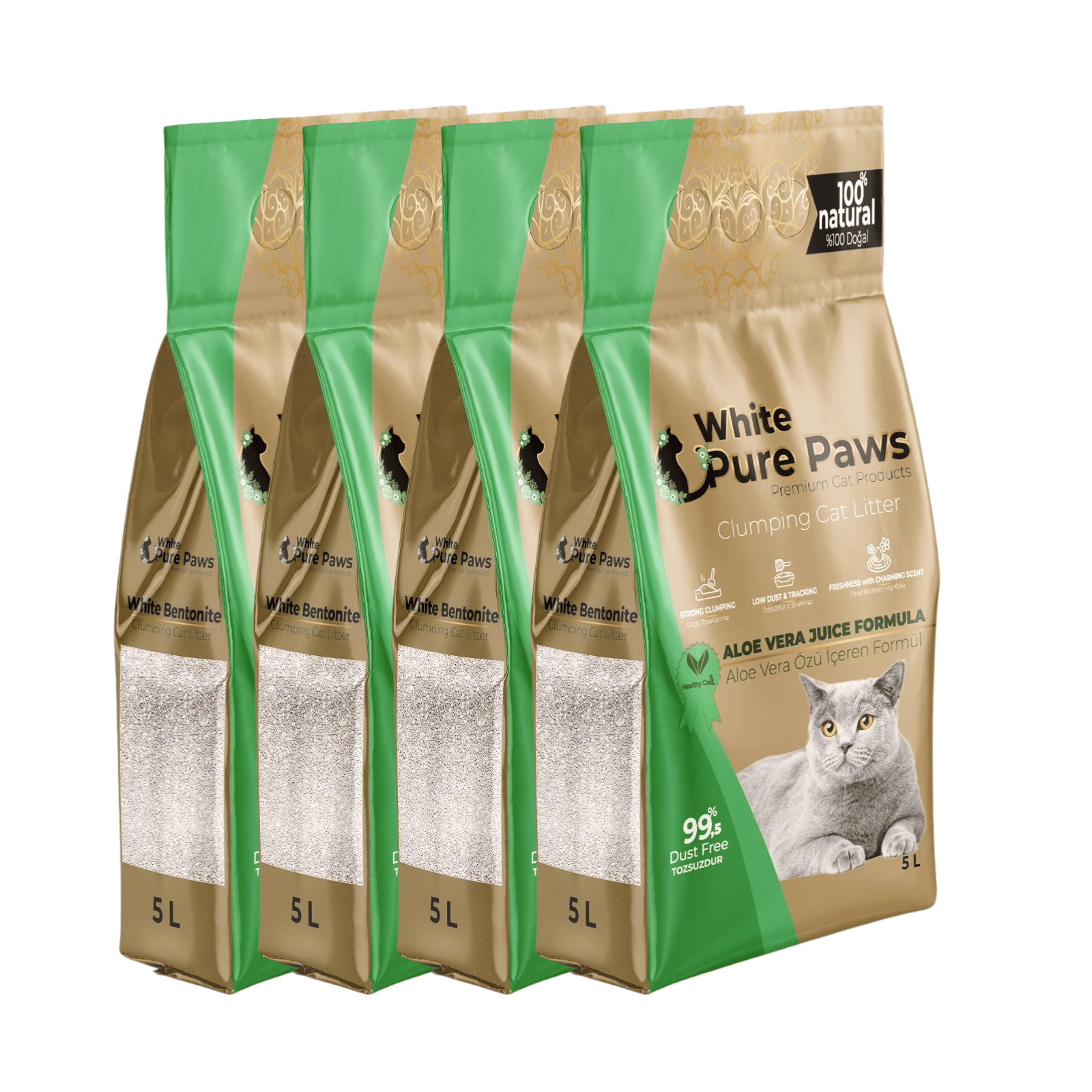 White Pure Paws Premium Bentonit Katzenstreu – 99,5 % staubfrei, stark klumpend & in verschiedenen Düften