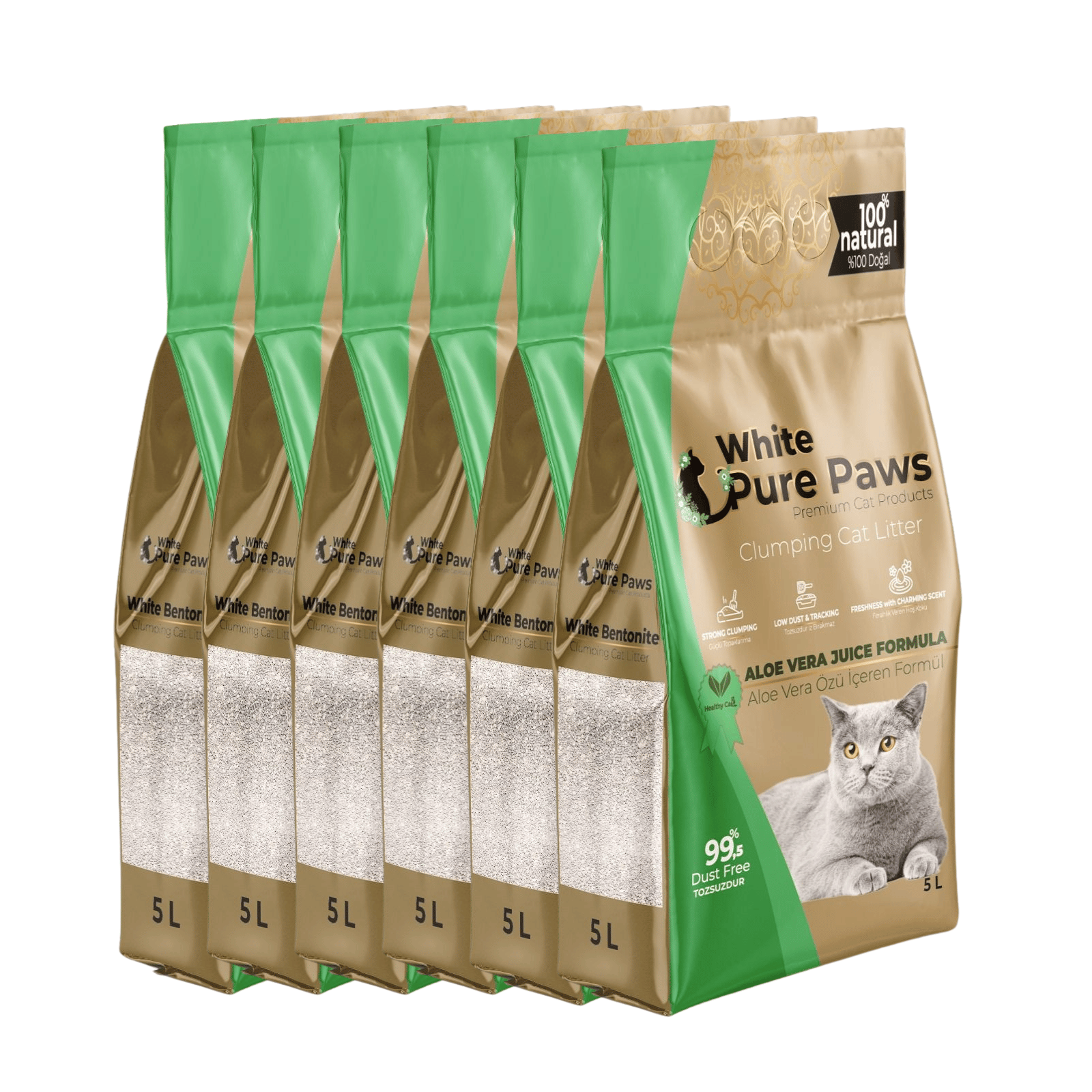 White Pure Paws Premium Bentonit Katzenstreu – 99,5 % staubfrei, stark klumpend & in verschiedenen Düften