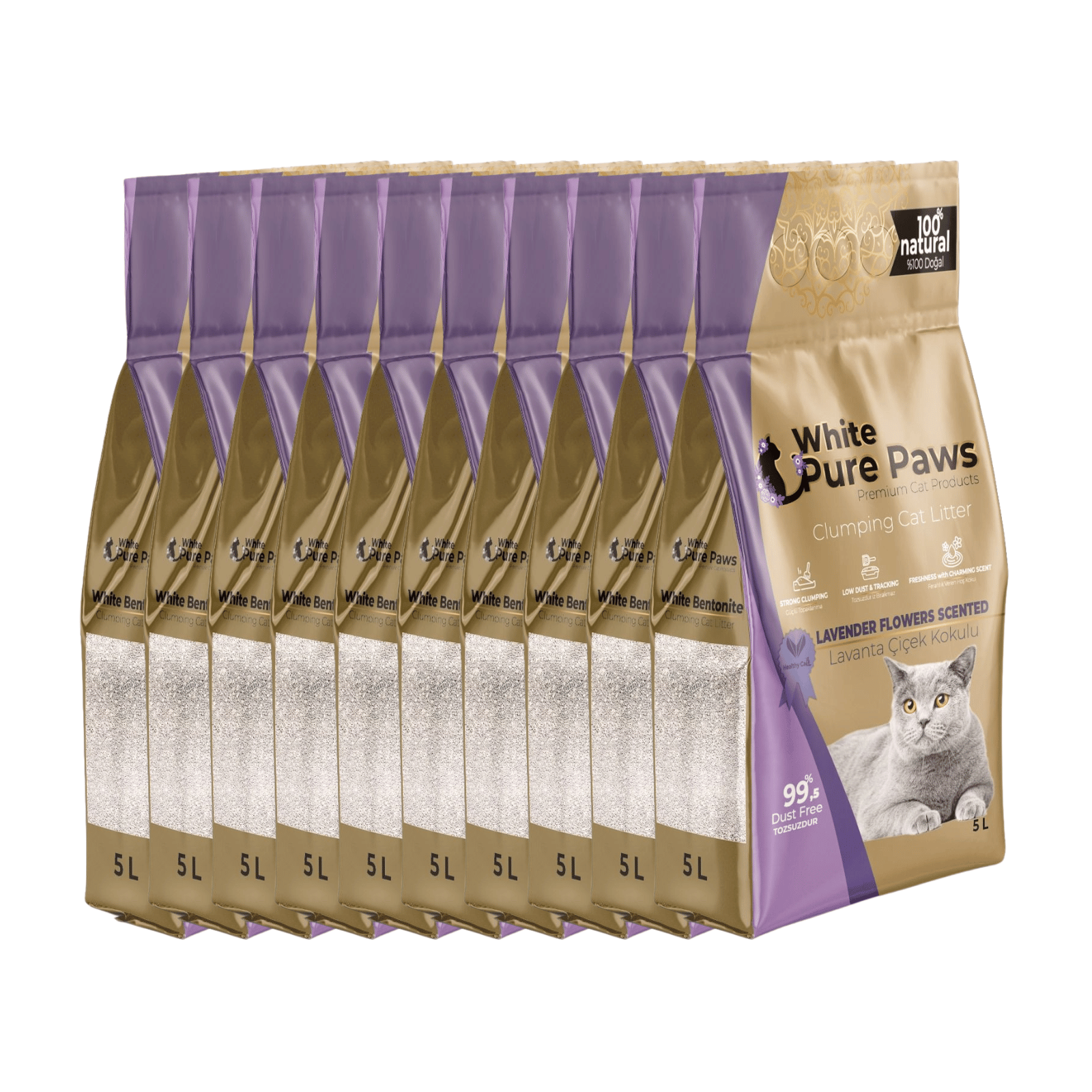 Arena para gatos de bentonita premium White Pure Paws: 99,5 % libre de polvo  & altamente aglutinante