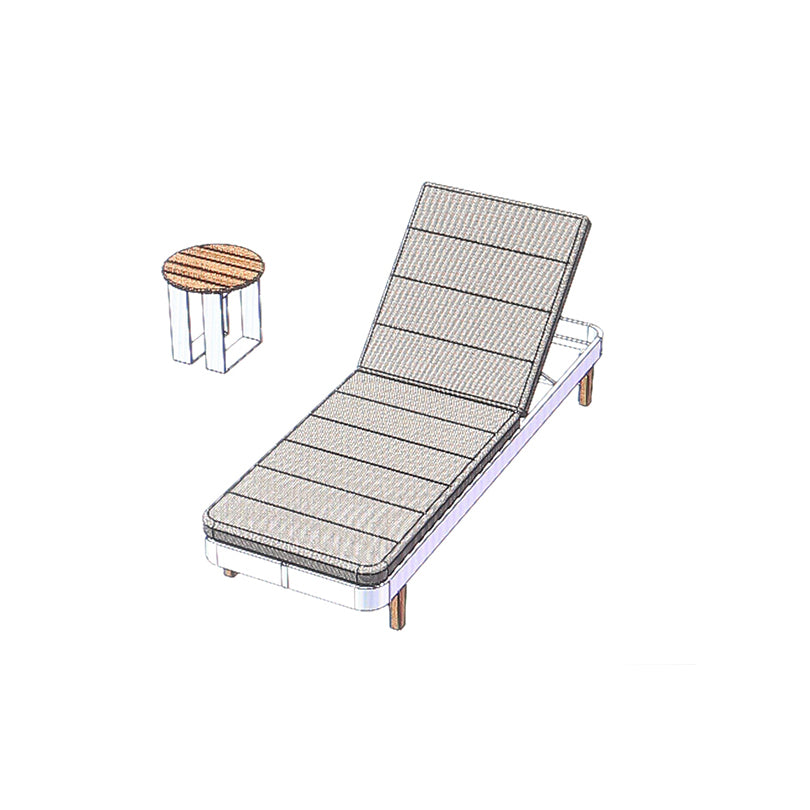 Sigarten Sun Lounger Rolland, bain de soleil + table d'appoint, blanc/marron